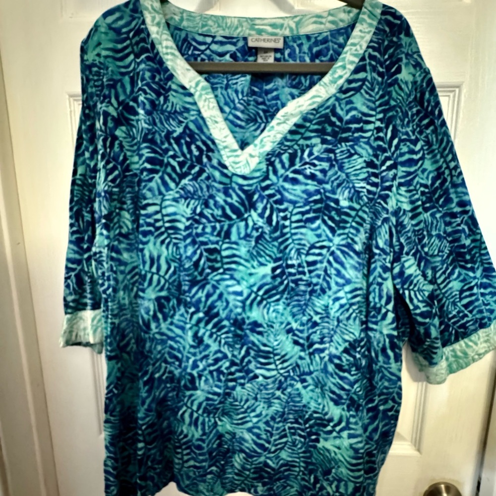 Catherines Teal and White Patterned Tunic